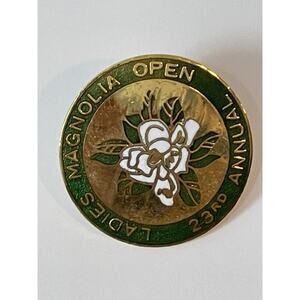 Vintage Ladies Magnolia Open 23th Annual Lapel Pin Round 1” Inch‎